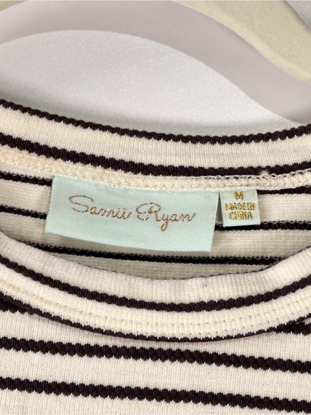 Samii Ryan Striped Ribbed Baby Tee Cropped Shirt Daisy Logo Black White M - Picture 4 of 8
